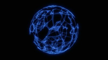 Çizgiler ve noktalardan soyut teknoloji küre arkaplanı. Geometrik arkaplan