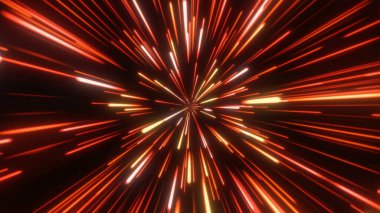 Uzayda, yıldız alanında. Soyut parçacıklar, neon ışınları arkaplanı.