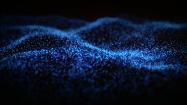 Soyut akışkan düz yüzey, yanıp sönen parçacıklardan gelen fraktal dalgalar. Izgara, noktalar ağı