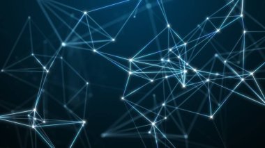 Çizgiler ve noktalardan soyut Plexus teknolojisi. Boşluk geometrik arkaplanı