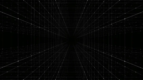 Gittertunnel Aus Punkten Und Linien Hintergrund Plexustechnologie — Stockfoto