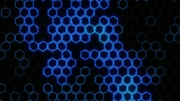 Abstracte Futuristische Hexagon Gloeiende Neon Oppervlak Structuur Hud — Stockfoto