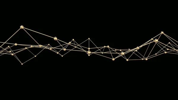 Абстрактный Технологический Фон Линий Точек Золотая Молекулярная Структура — стоковое фото