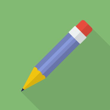 Kurşun kalem simgesini. Uzun bir gölge ile modern düz stil