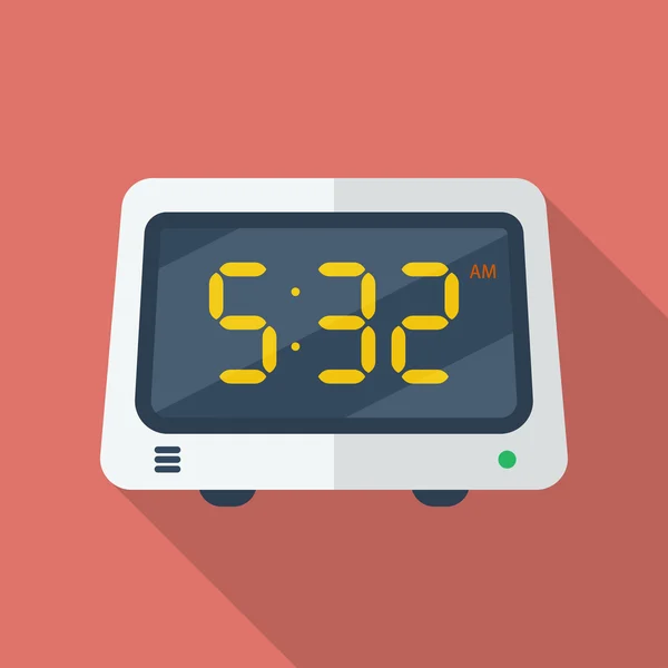 Icono de despertador electrónico. Moderno estilo plano con una sombra larga — Vector de stock