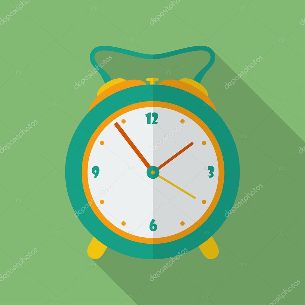 古典的な目覚まし時計のアイコン 長い影と近代的なフラット スタイル ストックベクター C Panya