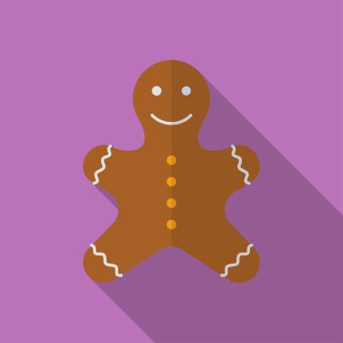 Noel Gingerbread simgesi. Düz stil
