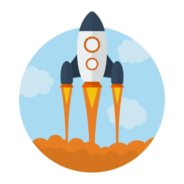 Pictogram van het vliegen Rocket. Opstarten symbool. Vlakke stijl — Stockvector