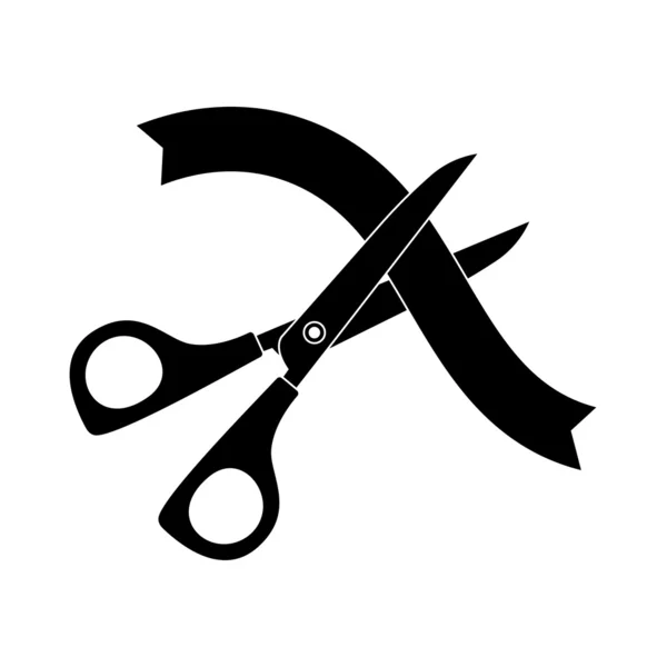 Ножиці розрізання стрічки. Чорний значок — стоковий вектор