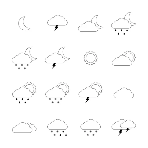 Weather icon set. Thin line style — Stock Vector