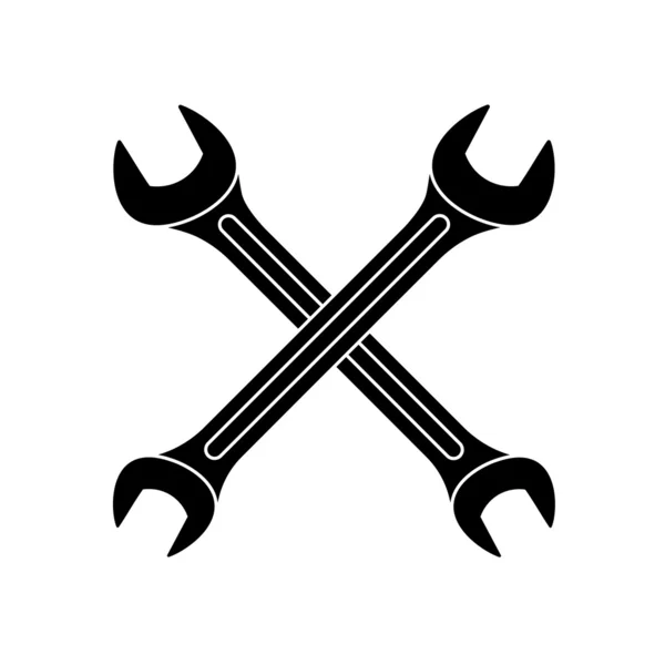 Icono negro de la llave inglesa — Vector de stock