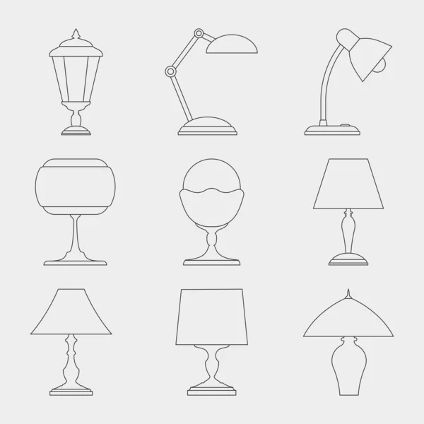 Icono conjunto de lámparas . — Archivo Imágenes Vectoriales