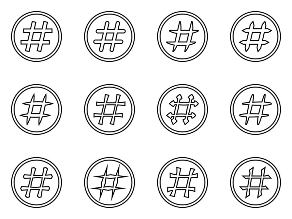 Ikonuppsättning hashtags. Hashtag symboler — Stock vektor