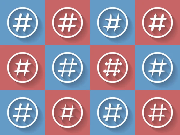 Icon Set van hashtags. Hashtag symbolen — Stockvector