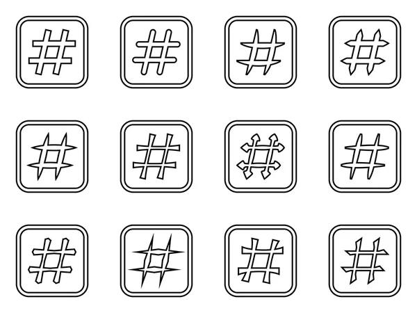 Ikonuppsättning hashtags. Hashtag symboler — Stock vektor