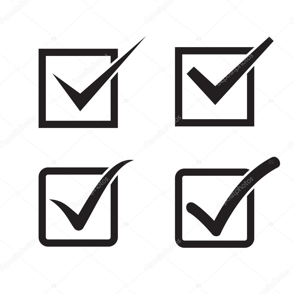 Set of check mark, check box icons