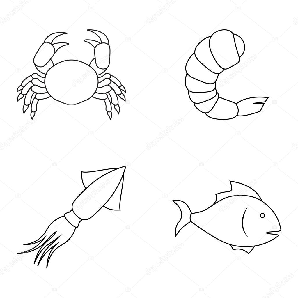 Four seafood icons