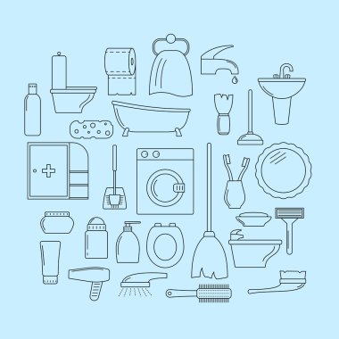 Satır simgeler kümesi. Banyo Tema