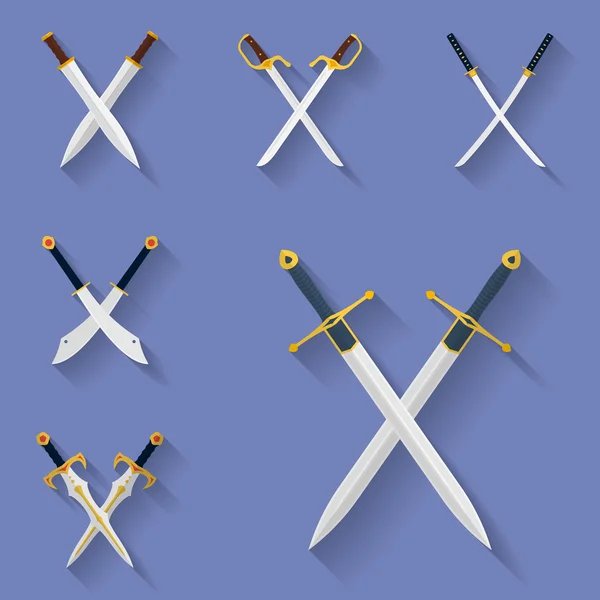 Icon set antik kılıç. Düz stil