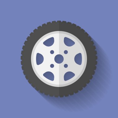 Araba tekerlek simgesi. Düz stil