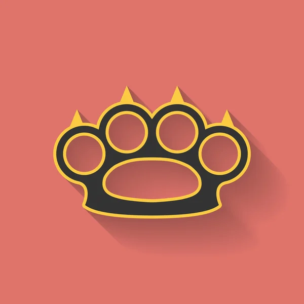 Icon of brass knuckles or knuckle duster. Flat style — Stock Vector