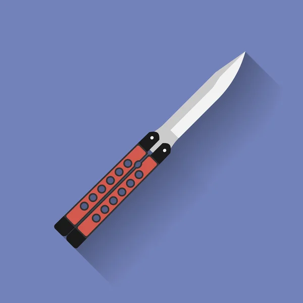 Ícone de faca de borboleta ou balisong. Estilo plano — Vetor de Stock