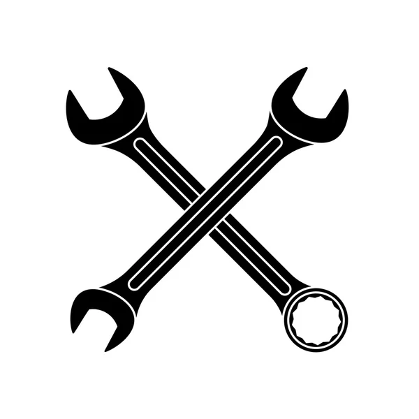 Icono negro de la llave inglesa — Vector de stock