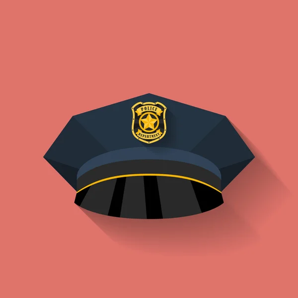 Icono de sombrero de policía, sombrero de policía. Estilo plano — Archivo Imágenes Vectoriales