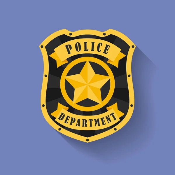 Ícone da Polícia, distintivo do xerife. Estilo plano — Vetor de Stock