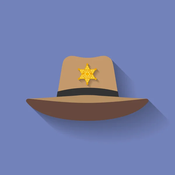 Symbol für Sheriffhut, Cowboyhut. flacher Stil — Stockvektor