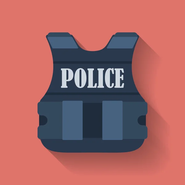 Icon of police flak jacket or bulletproof vest. Flat style — Stock Vector