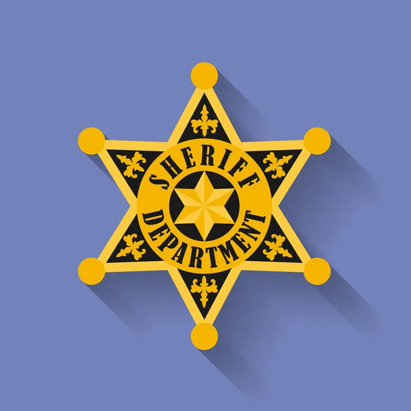 Icono de la Policía, insignia del Sheriff. Estilo plano — Archivo Imágenes Vectoriales