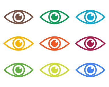 Göz simgesi. Renkli seti.