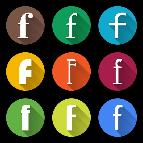 Zbiór listów F. płaski ikony stylu dla sieci web — Wektor stockowy