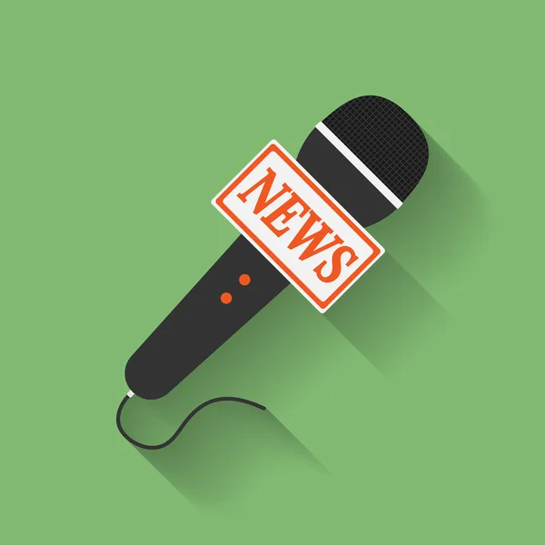 Mikrofon basın veya haber mikrofon simgesi. Düz stil