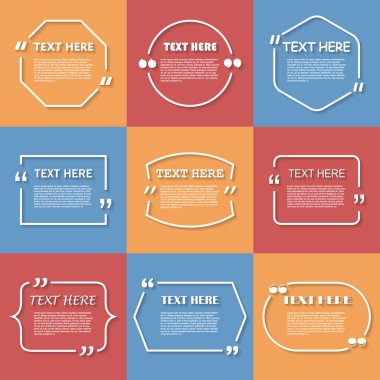 Icon Set of Quotation. Speech Bubble templates with quote sign, symbol clipart