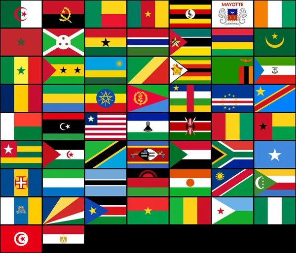 Набор флагов африканских стран. Векторные флаги Африки — стоковый вектор