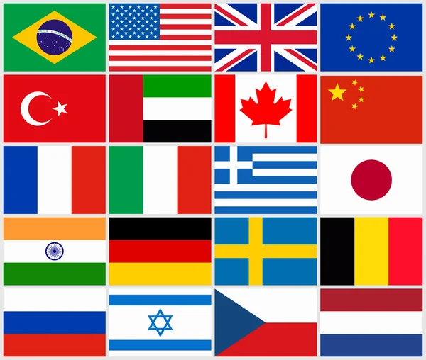 Set of popular country flags