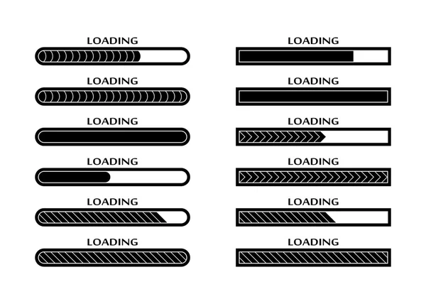 ロード、アップロード、ダウンロードのステータス バー アイコンのセット — ストックベクタ