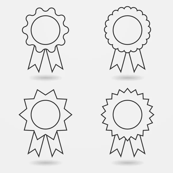 Ikonuppsättning award emblem eller medaljer med band — Stock vektor