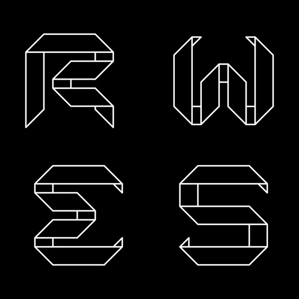 Modelos de logotipo de letras. Cartas R, W, E, S. Estilo monocromático, monograma — Vetor de Stock