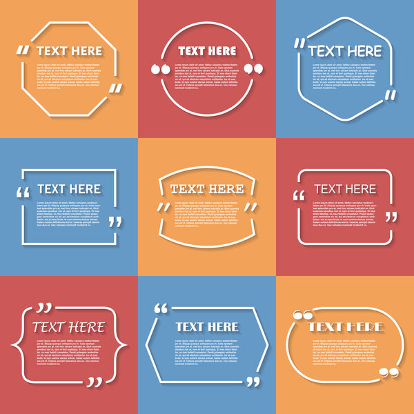 Icon Set of Quotation. Speech Bubble templates with quote sign, symbol