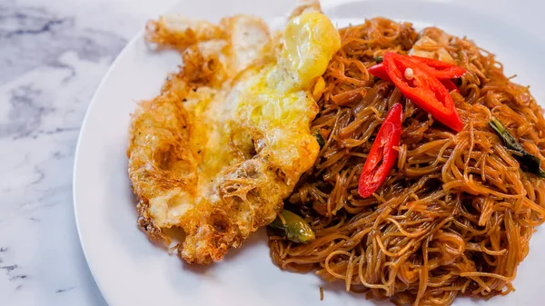 Mexer Vermicelli Frito Goreng Bihun Estilo Malaio Picante Mexer Vermicelli — Fotografia de Stock