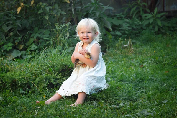 The girl with the duckling