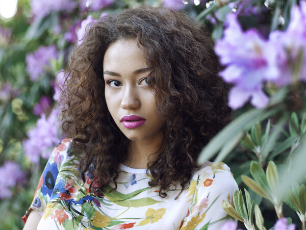 Beautiful women in flower dress