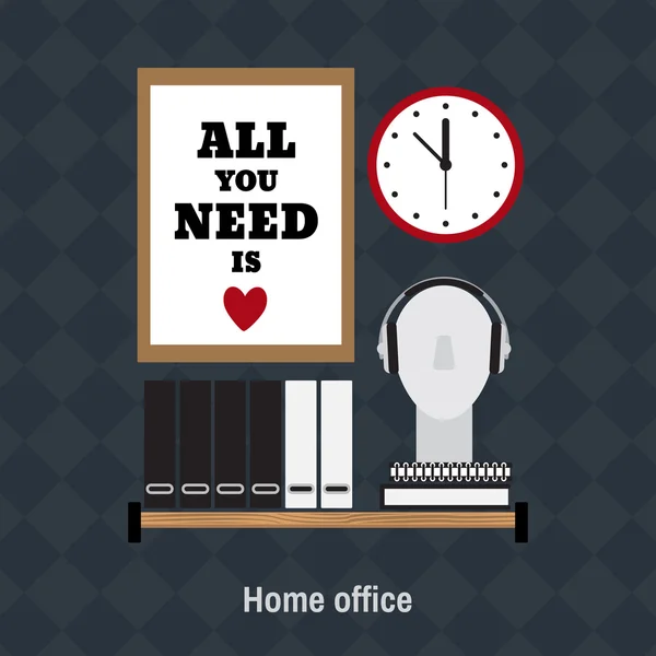 Hipster bureau à domicile lieu de travail — Image vectorielle