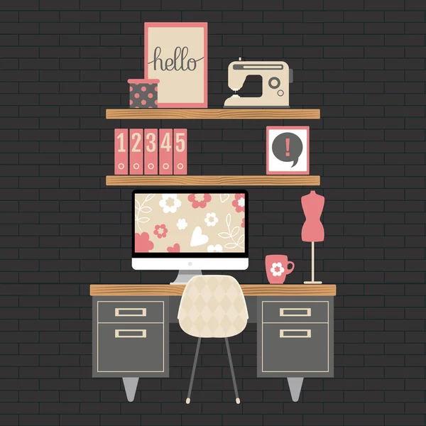 Сучасний робочий простір домашнього офісу . — стоковий вектор