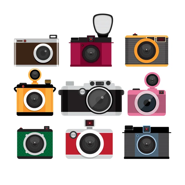 Foto câmeras ícones conjunto — Vetor de Stock