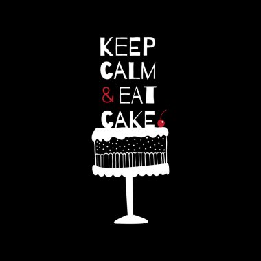 Greeting card with quote about cakes.  clipart