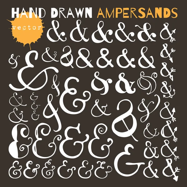 Conjunto de ampersands dibujados a mano. Ilustración de tinta . — Archivo Imágenes Vectoriales